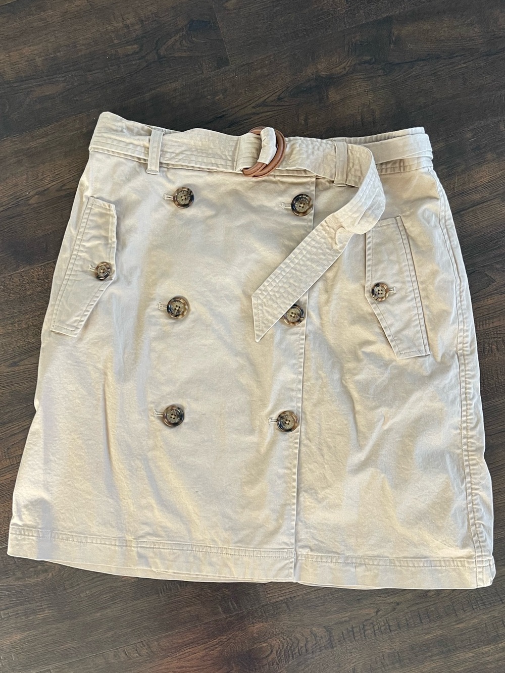 LAUREN RALPH LAUREN Khaki Trench Double Breasted Matching Belt Skirt Preppy Sz 8